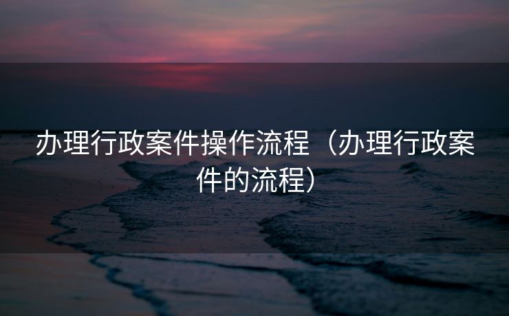 办理行政案件操作流程（办理行政案件的流程）