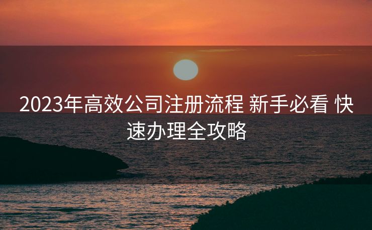 2023年高效公司注册流程 新手必看 快速办理全攻略 2023年高效公司注册流程 新手必看 快速办理全攻略